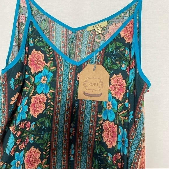NWT Kori Flower Mixed Dress Handkerchief Hem med - Picture 5 of 13